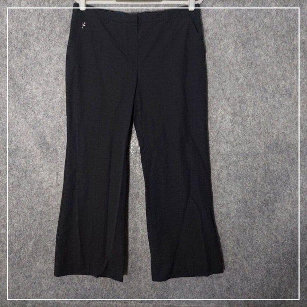 Emporio Armani Pants Women 10 Black Cropped Wide Leg Textured Career Trousers